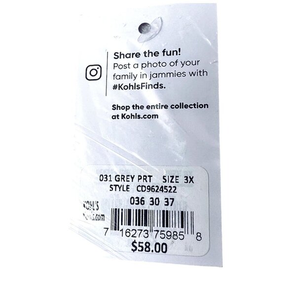 Cuddl Duds Womens Gray Penguin Long Sleeve Pockets Pajama Sets Plus Sz 3X New - Picture 7 of 9